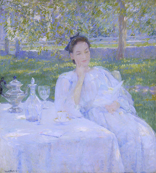 Robert Reid (1862-1929), 'In the Garden,' 1911, oil on canvas, 37 x 34 inches. Gift of Percy H. Sloan, Brauer Museum of Art, 53.01.105, Valparaiso University